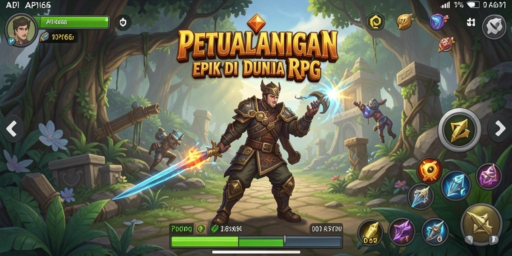Tampilan utama gameplay API66 menunjukkan pertarungan mendebarkan di dunia RPG.