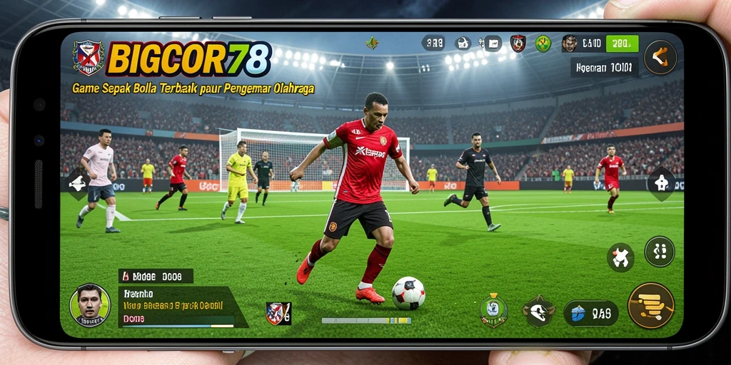 Gameplay seru dalam BIGCOR78 dengan aksi sepak bola nyata.