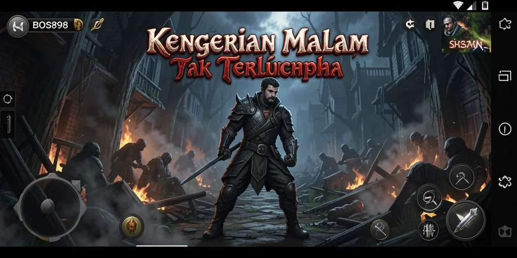 Screenshot utama menampilkan suasana mencekam dalam gameplay BOS898.