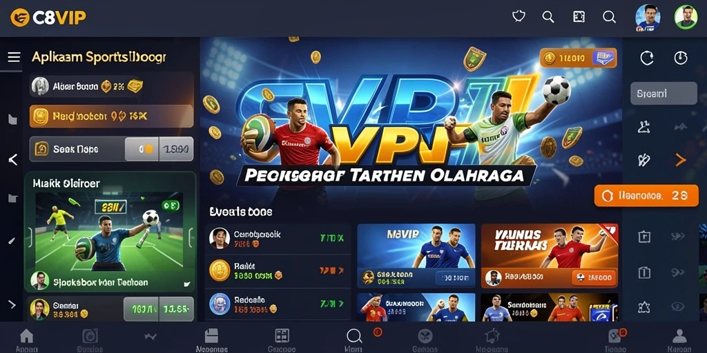 Tampilan utama C8VIP dengan berbagai opsi taruhan olahraga.