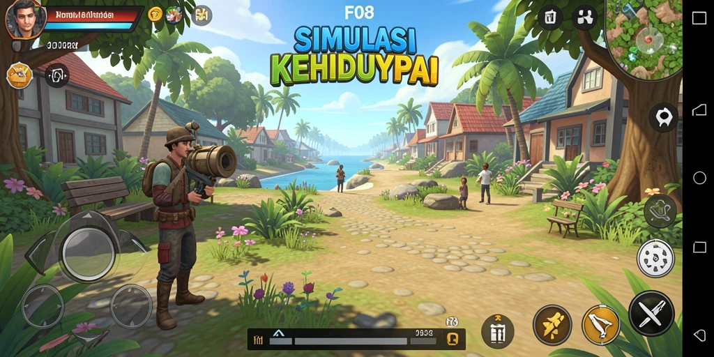 Tangkapan layar menunjukkan interaksi karakter dalam permainan simulasi.