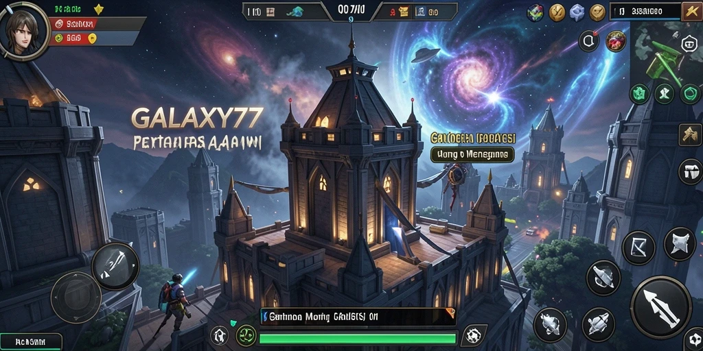Tangkapan layar menampilkan strategi menara dalam GALAXY77.