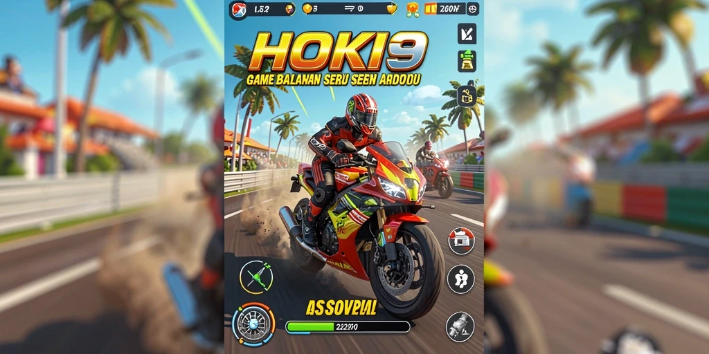 Screenshot yang menampilkan gameplay balapan motor HOKI9 yang seru.