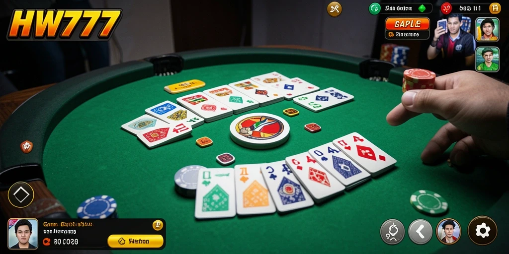 Tampilan gameplay menarik dari HW777 saat bermain Gaple.