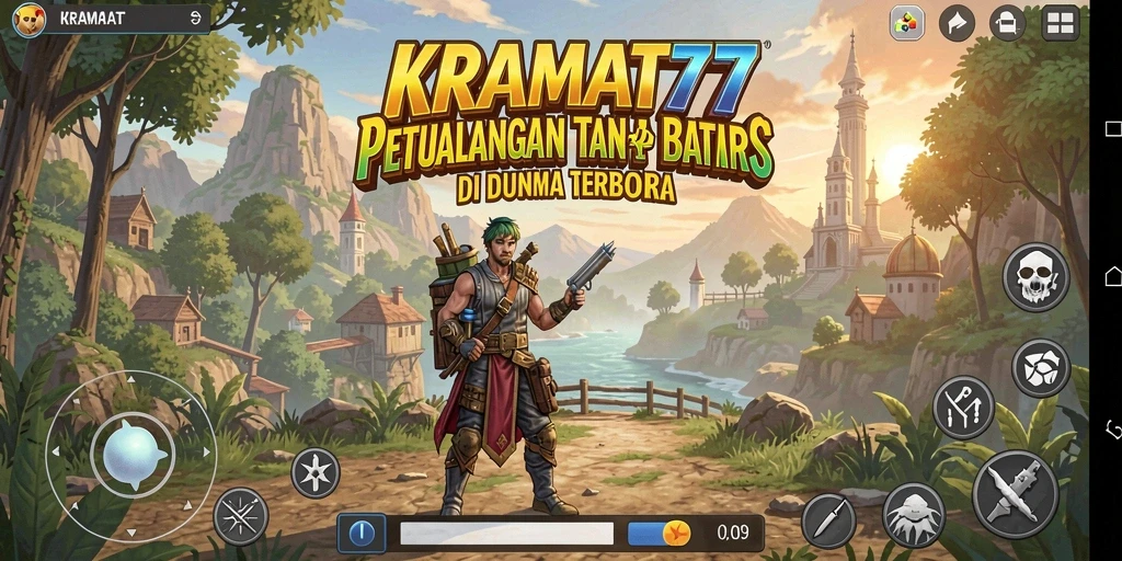 Screenshot gameplay KRAMAT77 menampilkan petualangan seru di dunia terbuka.