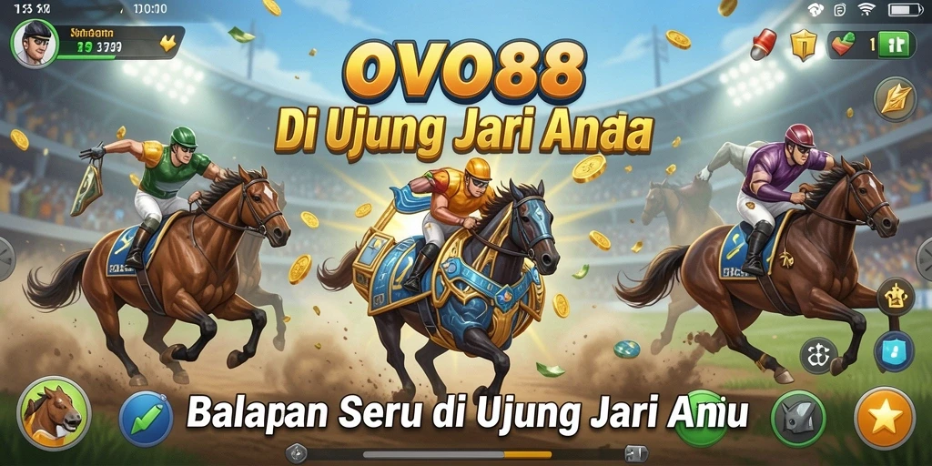 Screenshot gameplay OVO88 yang menunjukkan aksi racing menegangkan.