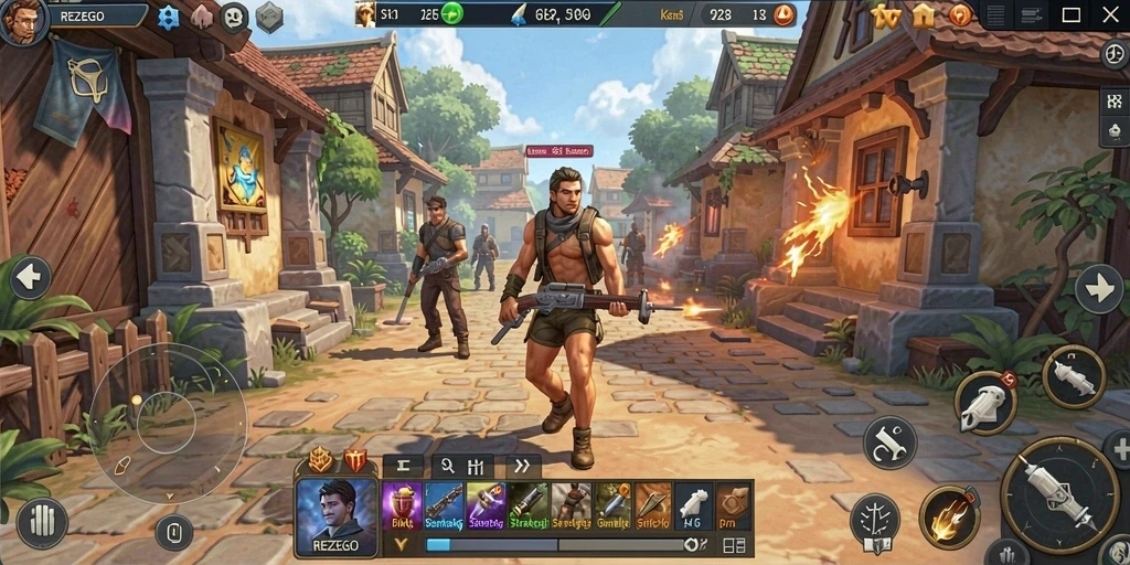 Tangkapan layar gameplay REZEGO menunjukkan aksi pertempuran yang seru dalam strategi SLG.