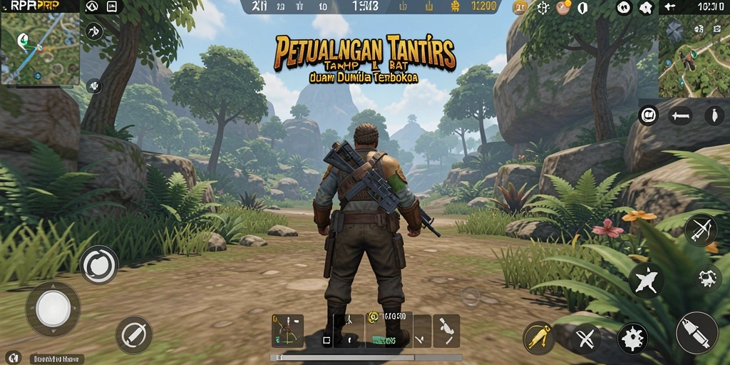 Screenshot gameplay RPRPRP yang menunjukkan eksplorasi dunia terbuka.