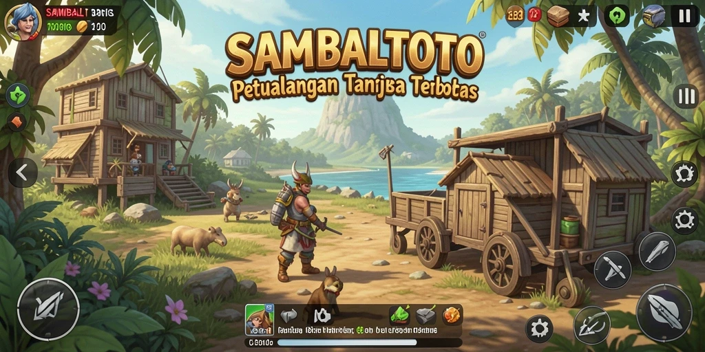 Screenshot gameplay SAMBALTOTO menampilkan eksplorasi dunia terbuka yang luas.