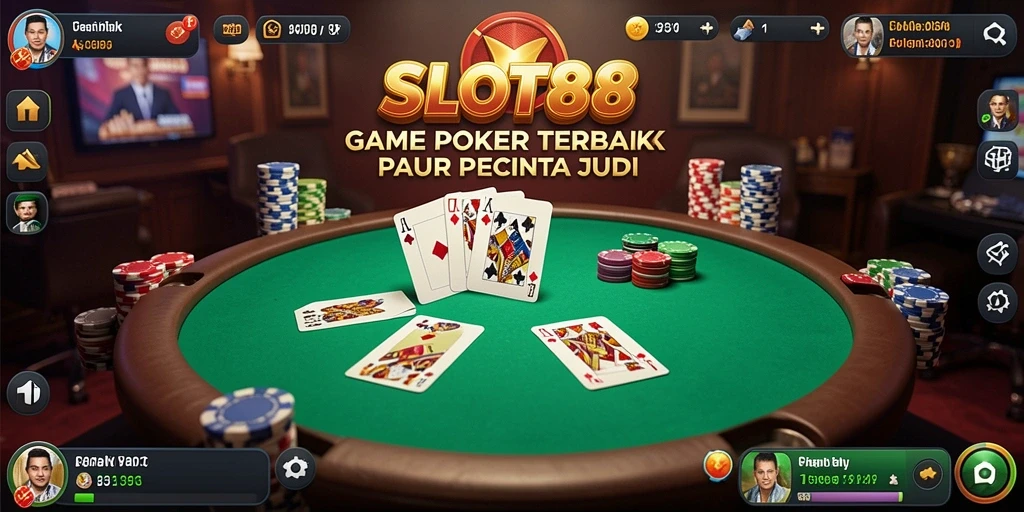 Tampilan menarik dari gameplay poker di SLOT88.