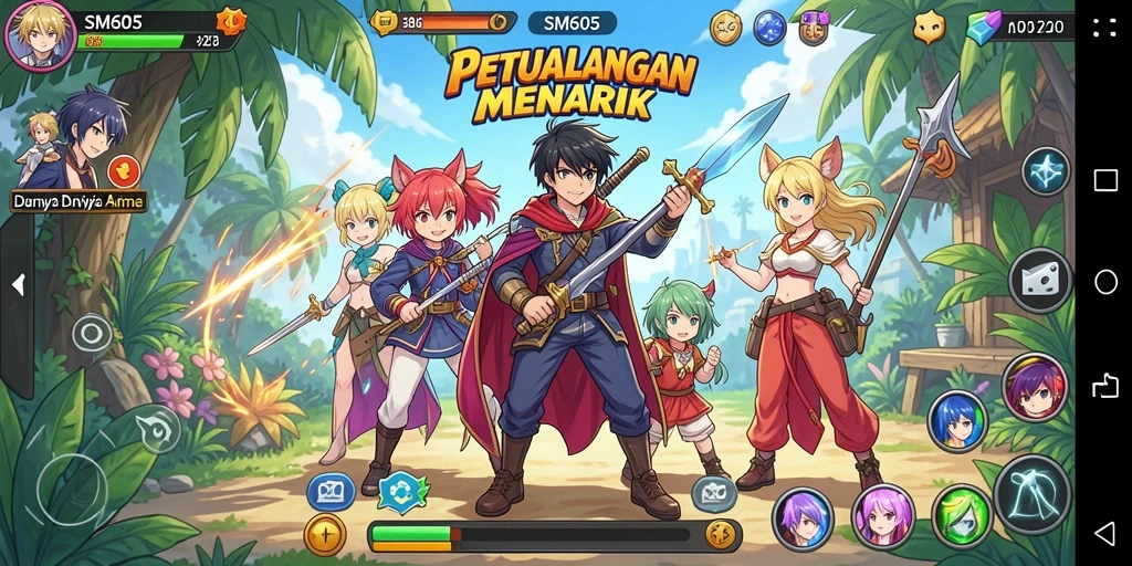 Tampilan gameplay SM605 yang menakjubkan dalam dunia Anime.