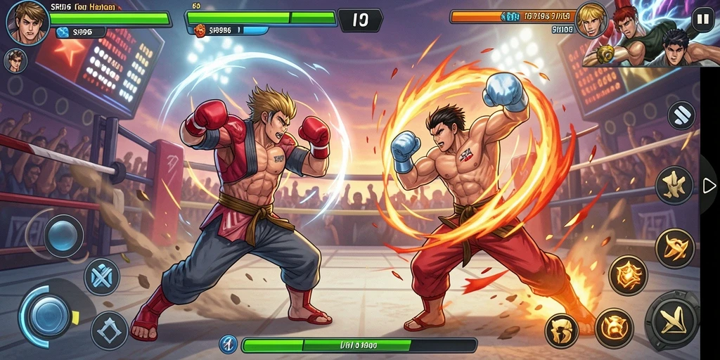 Screenshot gameplay pertarungan seru dalam SR996.