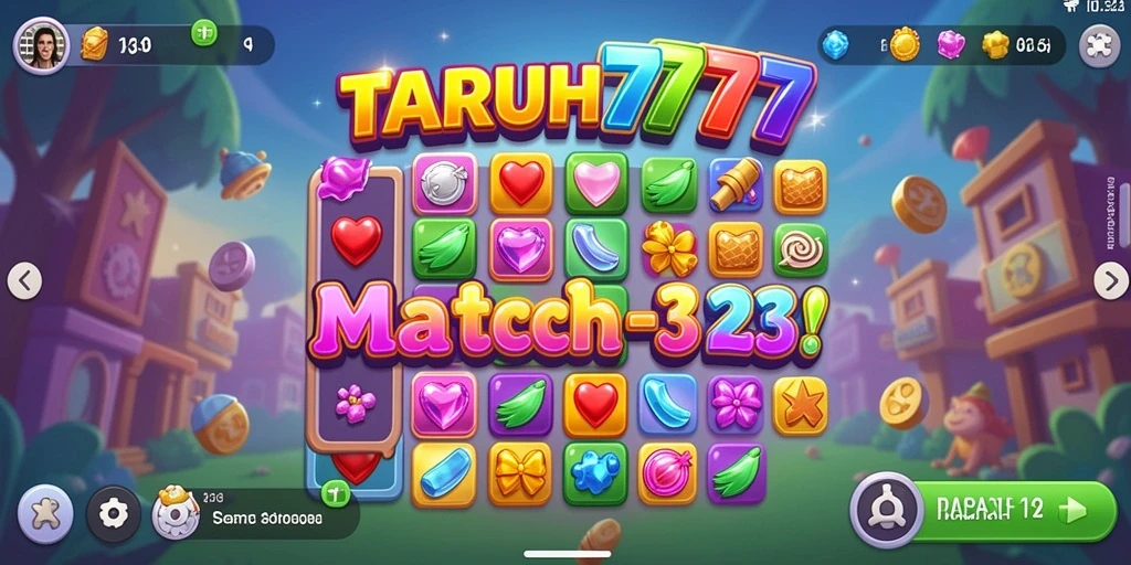 Gameplay TARUH777 dengan karakter warna-warni dan level menantang.