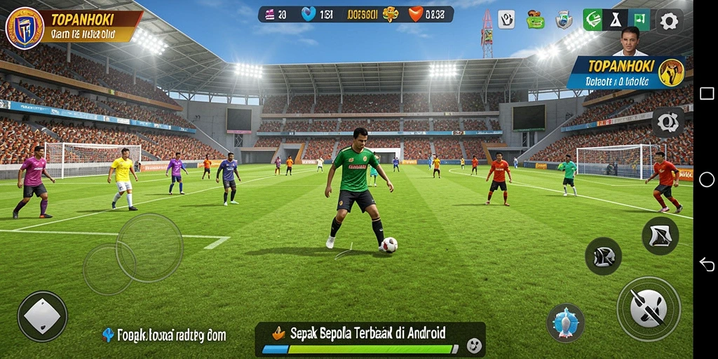 Tangkapan layar aksi seru dalam game sepak bola TOPANHOKI.