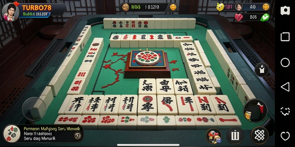Screenshot TURBO78 menampilkan momen seru dalam permainan Mahjong.